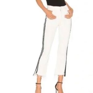 NWT MOTHER The Insider Crop Step Fray Jean in Whipping The Racer White Size 26